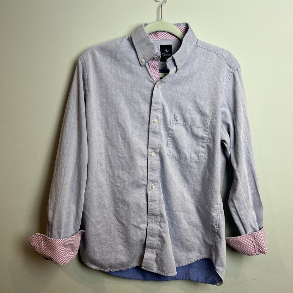 Tailorbyrd Blue Button Up Shirt Flip Cuffs Cotton Dress Casual Size Medium